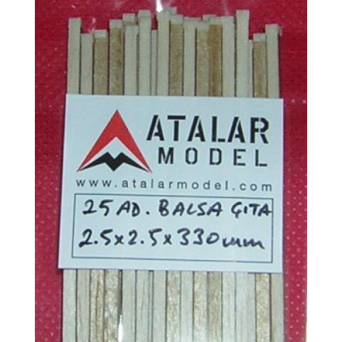 Balsa Çıta 2.5 x 2.5 x 330 mm